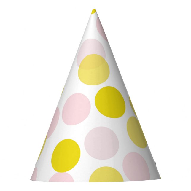 Rosa und Gelb-Feierliche Polka Dots Confetti Partyhütchen (Vorderseite)