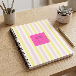 Rosa und gelb gestreift elegant schlicht trendy  notizbuch