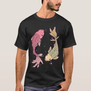 Rosa und gelb-grünes Koi-Fisch-Duo T-Shirt