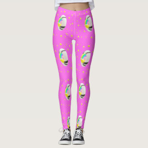 Rosa und gelb mit niedlichem Globus Leggings