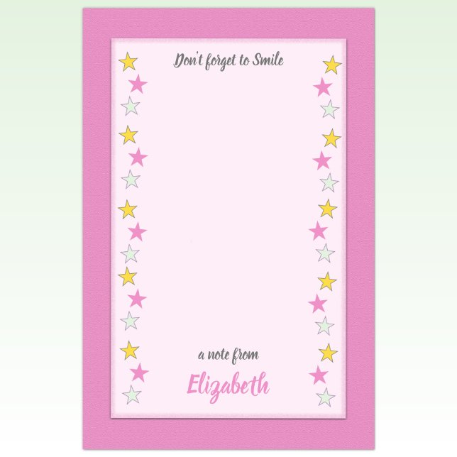 Rosa und gelb mit Sternen und Namen Post-it Klebezettel (Von Creator hochgeladen)