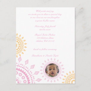 Rosa und Gelb Namkaran Babymnastik Einladungen