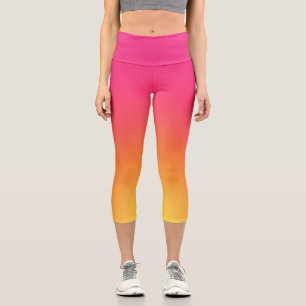 Rosa und gelb ombre Hoher Waisted Capris