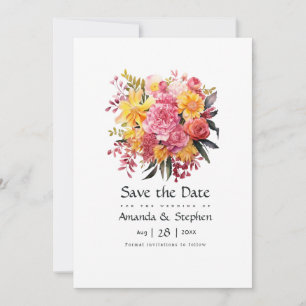 Rosa- und Gelbblütenhochzeit Save The Date