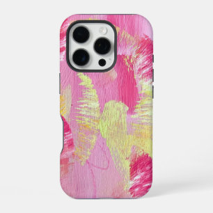 Rosa und gelbe abstrakte Kunst Handyhülle iPhone 16 Pro Hülle