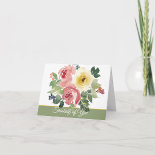 Rosa und gelbe Aquarell-Blumen individuell anpassb Karte