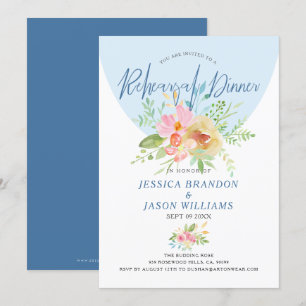 Rosa und gelbe Aquarellfarben Blume Moderne Typogr Einladung