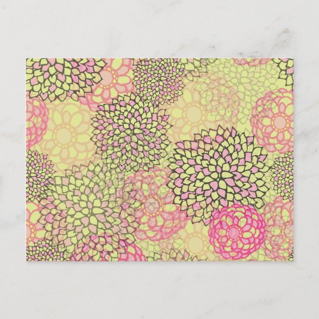 Rosa und gelbe Blume Burst Design Postkarte (Vorderseite)