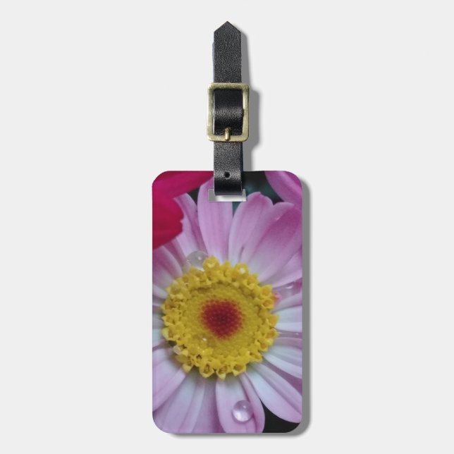 Rosa und gelbe Blume Gepäckanhänger (Vorderseite vertikal)