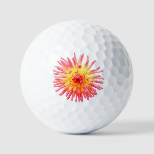 Rosa und gelbe Blume Golfball (Vorderseite)