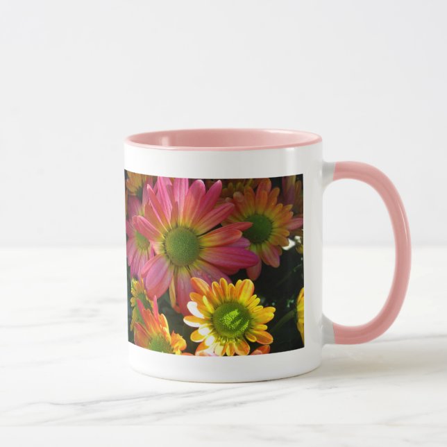 Rosa und gelbe Blume Herbst Getränke Tasse (Rechts)