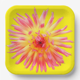 Rosa und gelbe Blume Pappteller