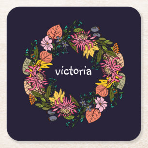 Rosa und gelbe Blume Rechteckiger Pappuntersetzer