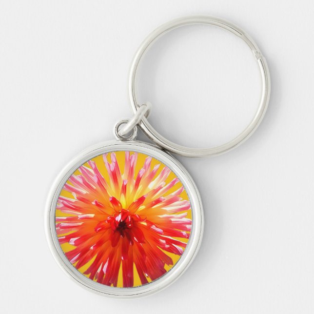 Rosa und gelbe Blume Schlüsselanhänger (Vorne)