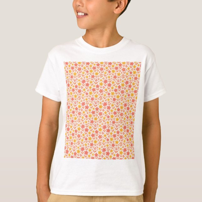 Rosa und gelbe Blume T-Shirt (Vorderseite)