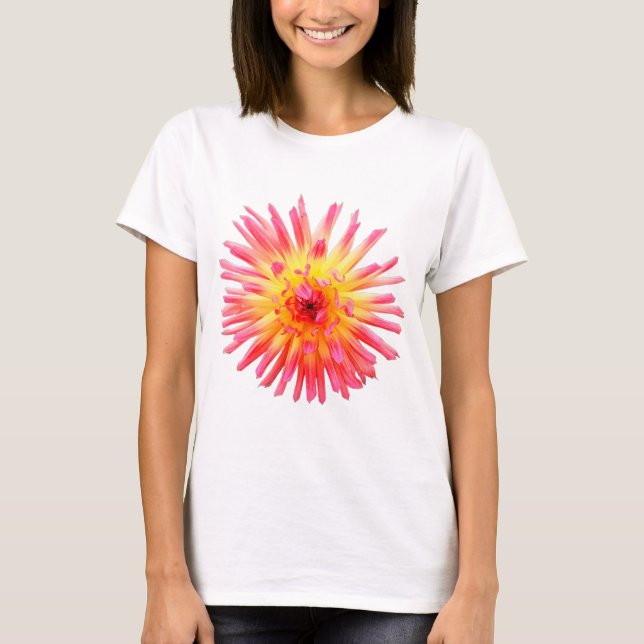 Rosa und gelbe Blume T-Shirt (Vorderseite)