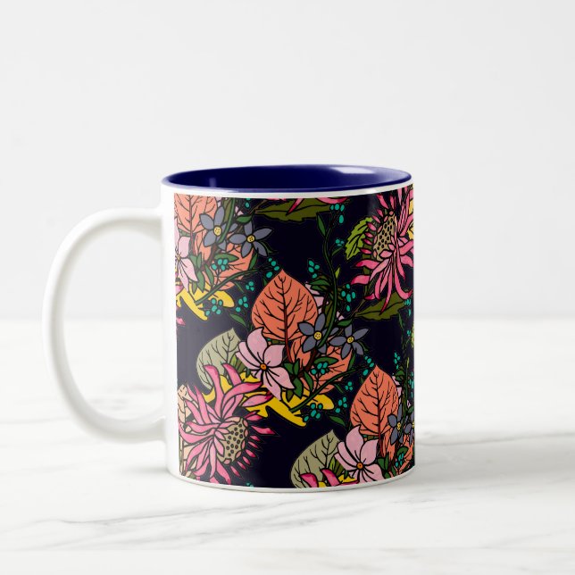 Rosa und gelbe Blume Zweifarbige Tasse (Links)