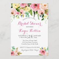 Rosa und gelbe Blumen Brautparty-Einladung
