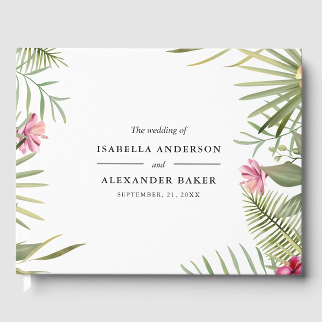 Rosa und gelbe Blumen Gästebuch (Vorderseite)