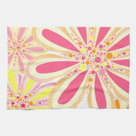Rosa und gelbe Blumen Geschirrtuch