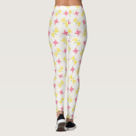 Rosa und gelbe Blumen im Windrad-Design Leggings