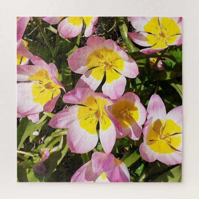 Rosa und gelbe Blumen Jigsaw Puzzle (Vertikal)