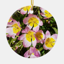 Rosa und gelbe Blumen Keramik Ornament