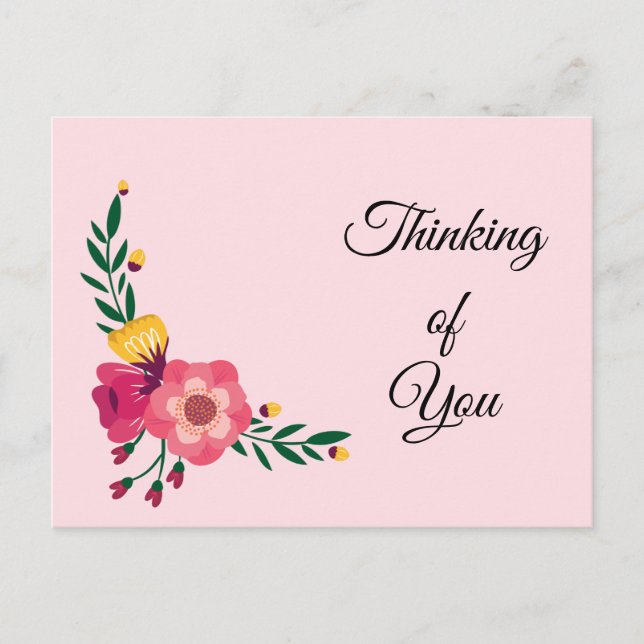 Rosa und gelbe Blumen Postkarte (Vorderseite)