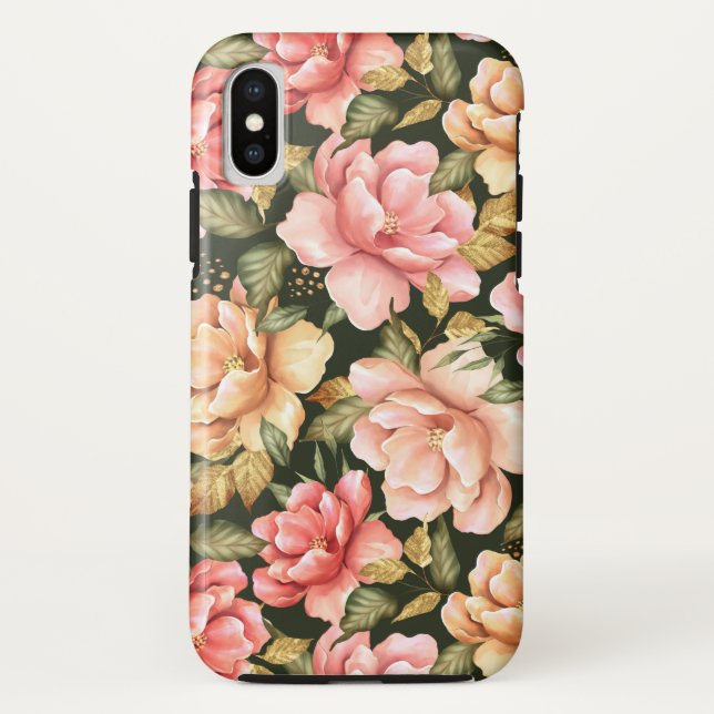 Rosa und gelbe Blumen. Romantisches Muster Case-Mate iPhone Hülle (Rückseite)