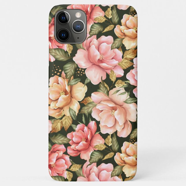 Rosa und gelbe Blumen. Romantisches Muster Case-Mate iPhone Hülle (Rückseite)