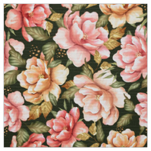 Rosa und gelbe Blumen. Romantisches Muster Stoff