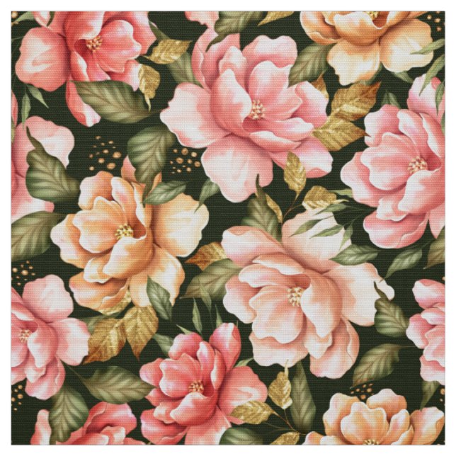 Rosa und gelbe Blumen. Romantisches Muster Stoff (Muster)