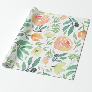 Rosa und gelbe Blumen Wasserfarben Nahtlose Farbe Geschenkpapier