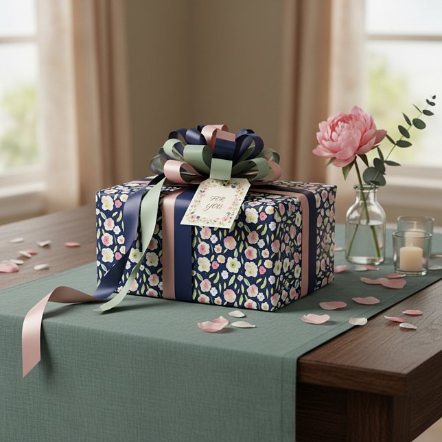 Rosa und gelbe Blumenmuster Geschenkpapier (Von Creator hochgeladen)