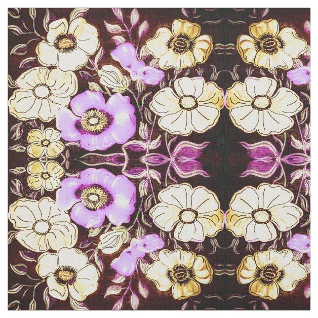 Rosa und gelbe Blumenstoffe Stoff (Muster)