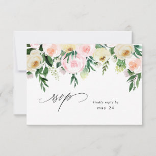 Rosa und gelbe Blüte Rosa Mehl UAWG 4 RSVP Karte