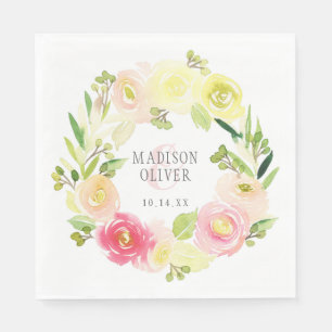 Rosa und gelbe Blütenfarbe   Hochzeit Serviette