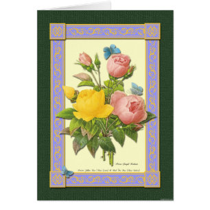 Rosa und gelbe botanische Rose Blankokarte