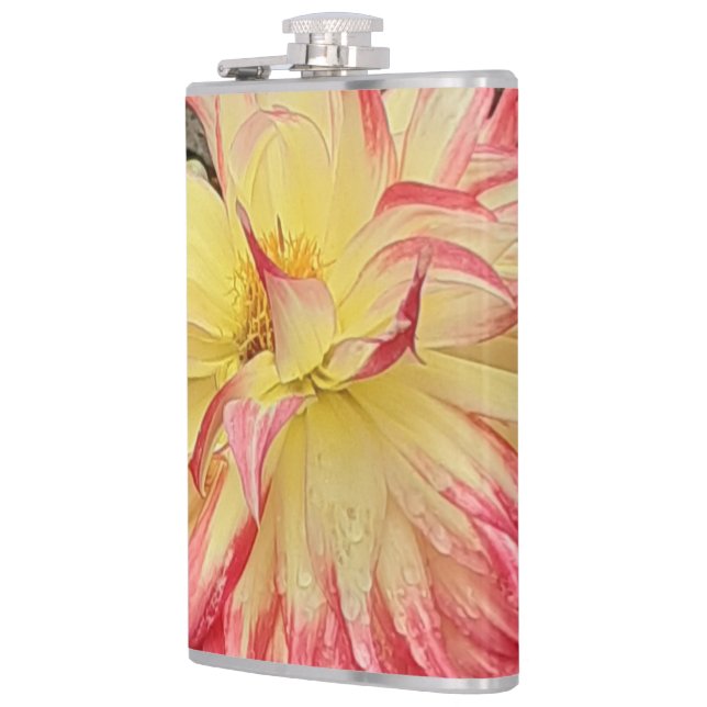 Rosa und Gelbe Dahlia Flachmann (Links)