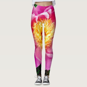 Rosa und gelbe Dahlia Leggings