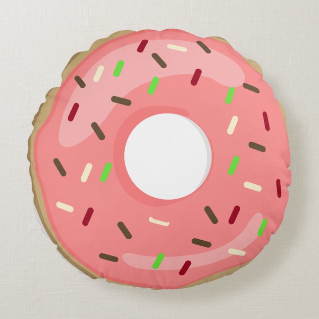 Rosa und gelbe Doughnut Kissen (Vorderseite)