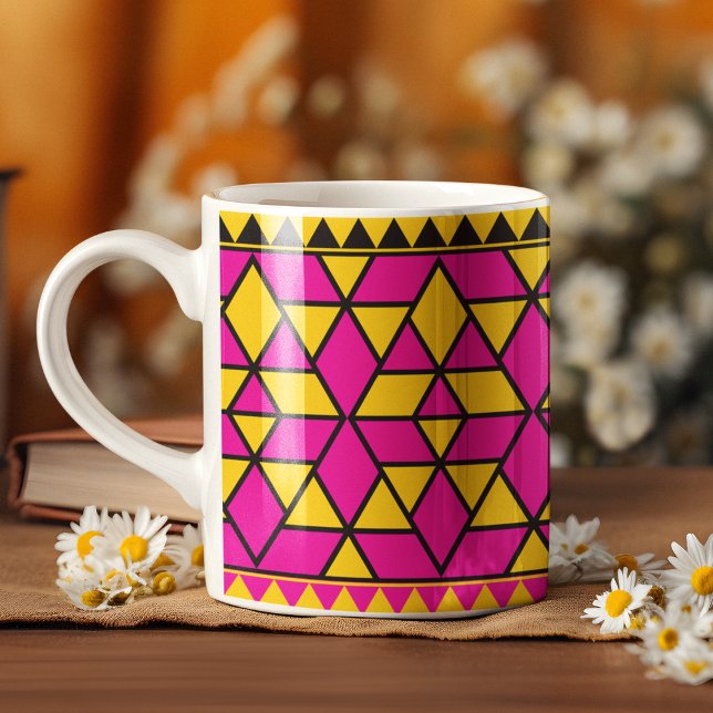 rosa und gelbe Dreiecke Muster Kaffeetasse (Mugs)