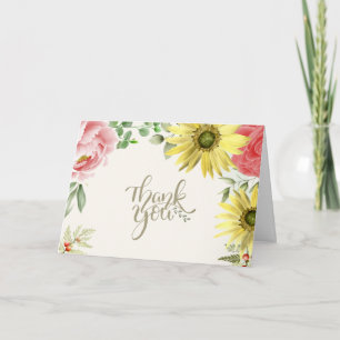 Rosa und gelbe Farbe Blüte Vielen Dank Dankeskarte