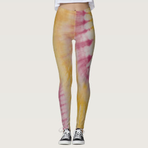Rosa und gelbe Gefärbte Krawatte Leggings
