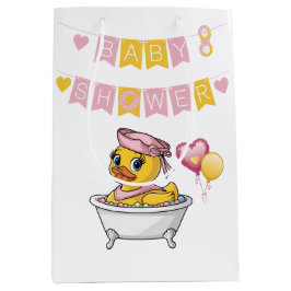 Rosa und gelbe Gummi Duck Girl Babydusche Mittlere Geschenktüte