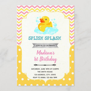Rosa und gelbe Gummiente Einladung