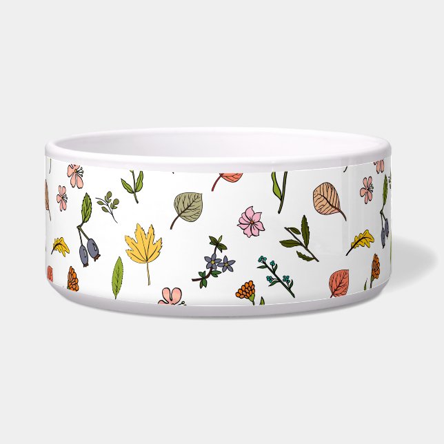 Rosa und gelbe Herbstblumen und Blätter Napf (Vorderseite)