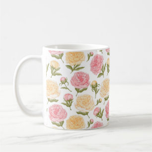 Rosa und gelbe Peonies Sketch Kaffeetasse