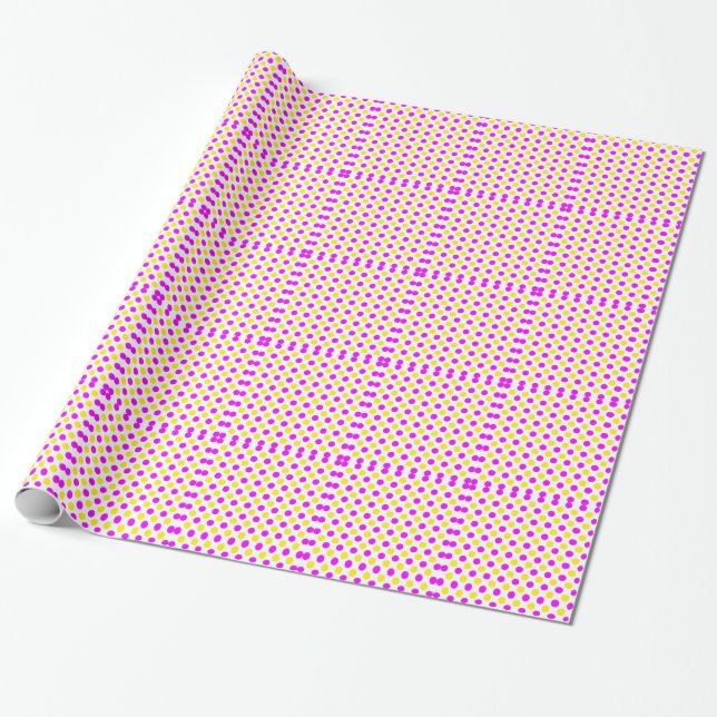 Rosa und gelbe Polka-Punkte Geschenkpapier (Ungerollt)