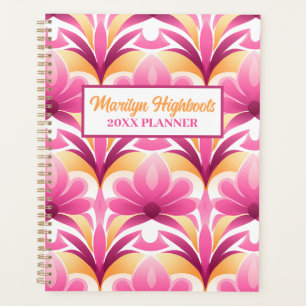 Rosa und gelbe Retro-Blume Planer